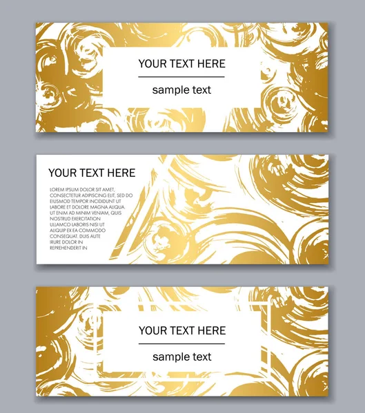 Conjunto de plantillas de banners blancos, negros y dorados. Resumen moderno — Vector de stock