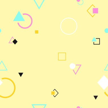 Memphis tarzı soyut seamless modeli. Renkli geometrik d