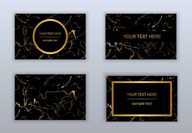 Beyaz, siyah ve altın kartvizit şablonları kümesi. Modern ab
