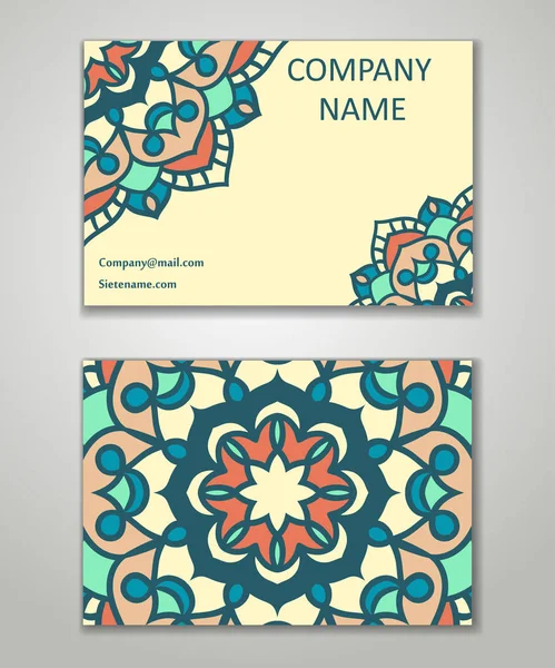 Vector vintage business card set. Beauty designs. Floral mandala — Stock Vector