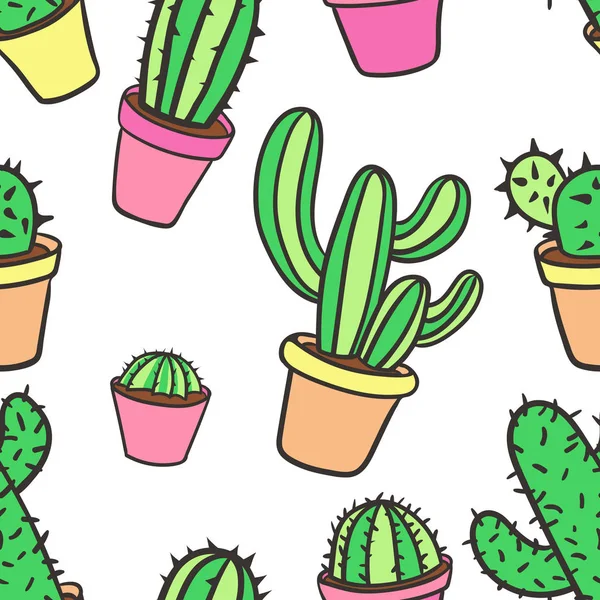 Kaktüs ile Seamless modeli. Desen kaktüs. Kaktüsler tencere. 