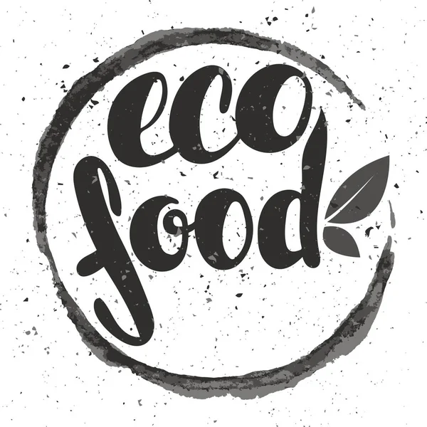 Logo eco voedsel met bladeren. Biologisch voedsel badge in vector (cosmeti — Stockvector