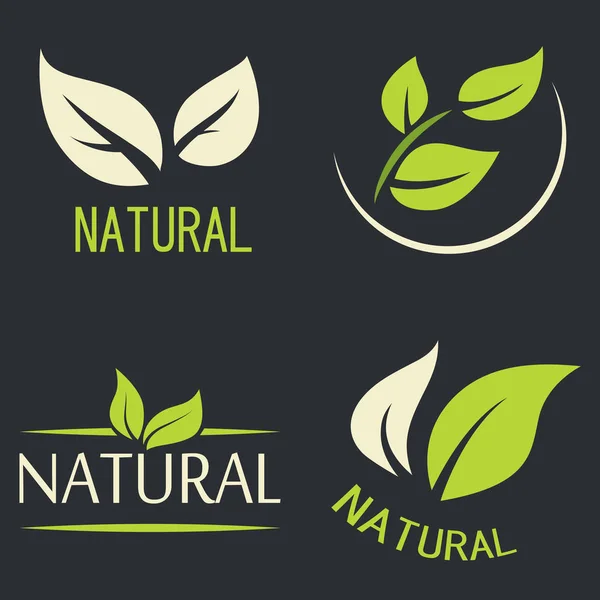 Conjunto de etiquetas, logos con texto. Comida natural y ecológica. Alimentos ecológicos — Vector de stock