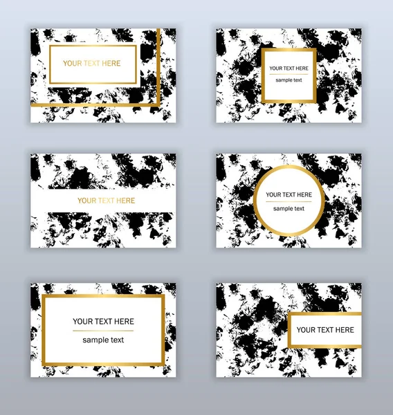 Beyaz, siyah ve altın kartvizit şablonları kümesi. Modern ab