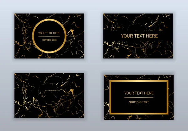 Beyaz, siyah ve altın kartvizit şablonları kümesi. Modern ab