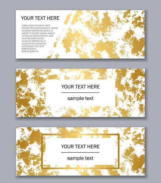 Beyaz, siyah ve altın kümesi şablonları afiş. Modern soyut 