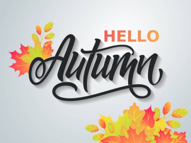 Merhaba sonbahar. Parlak arka plan ile bırakır. Modern han