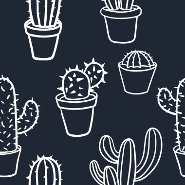 Kaktüs ile Seamless modeli. Desen kaktüs. Kaktüsler tencere. 
