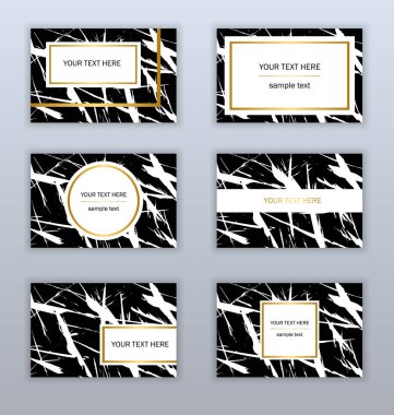 Beyaz, siyah ve altın kartvizit şablonları kümesi. Modern ab