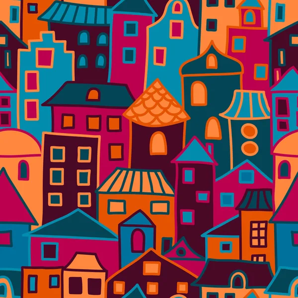 Vektör evleri ile seamless modeli. Renkli dekoratif backgro