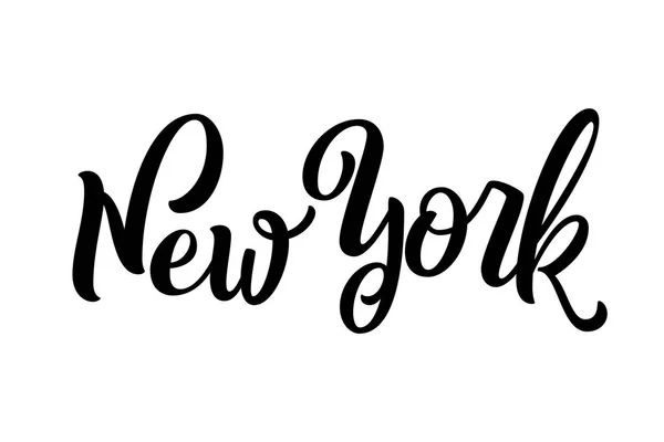 Nome della città scritto a mano. Calligrafia a mano. New York. Han. — Vettoriale Stock