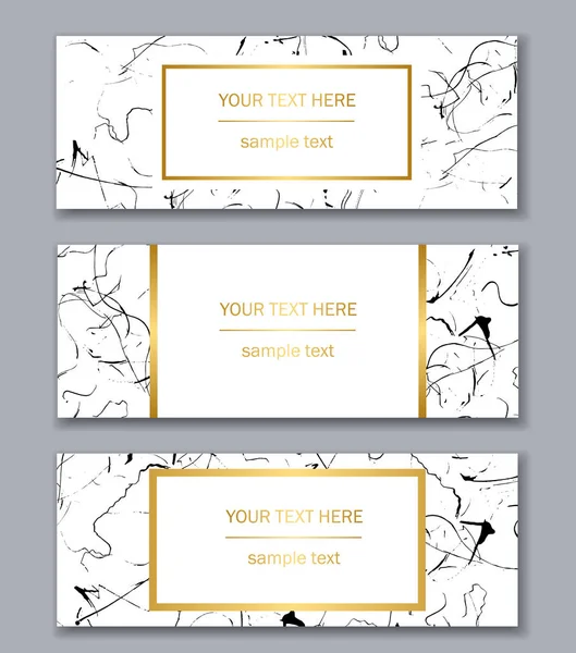 Beyaz, siyah ve altın kümesi şablonları afiş. Modern soyut 