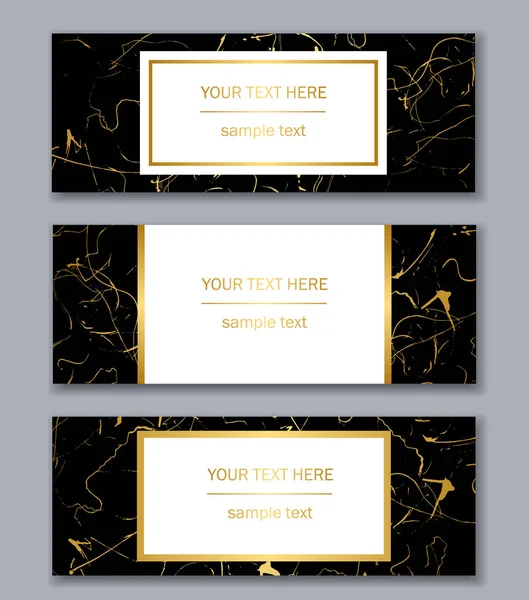 Beyaz, siyah ve altın kümesi şablonları afiş. Modern soyut 