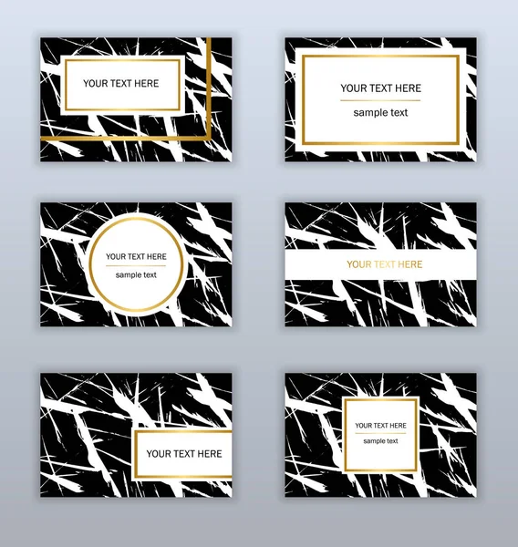 Beyaz, siyah ve altın kartvizit şablonları kümesi. Modern ab