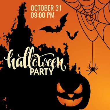 Cadılar Bayramı partisi poster. Yazı 