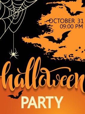 Cadılar Bayramı partisi poster. Yazı 