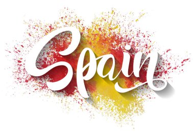 El İspanya yazılı. Vektör yazı. İspanya bayrağı. Bayrağı