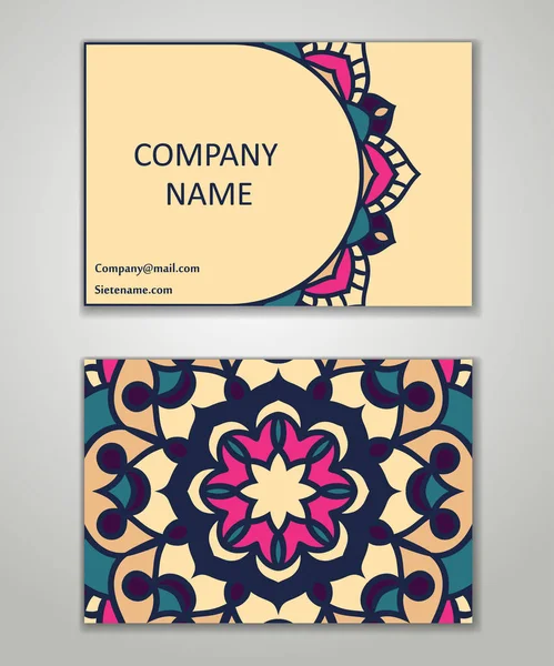 Vector vintage business card set. Beauty designs. Front page and — Stock Vector