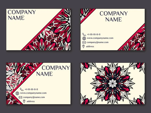 Vector vintage business card set. Beauty designs. Floral mandala — Stock Vector