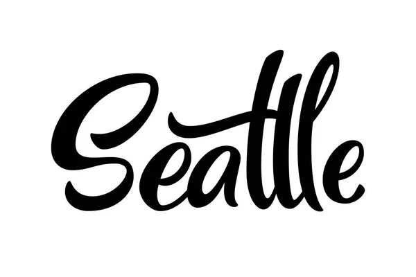 Nome della città scritto a mano. Calligrafia a mano. Seattle. Mano — Vettoriale Stock