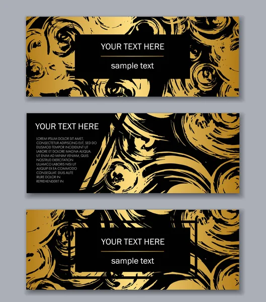 Beyaz, siyah ve altın kümesi şablonları afiş. Modern soyut 