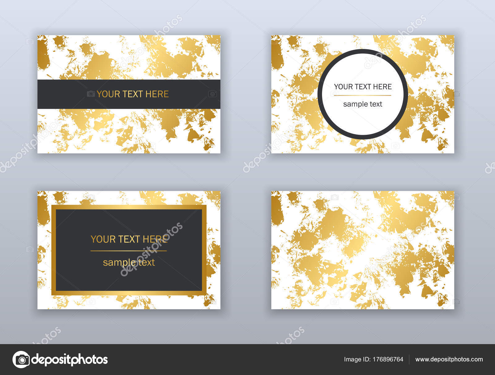 Set of white, black and gold business cards templates. Modern ab In Black And White Business Cards Templates Free