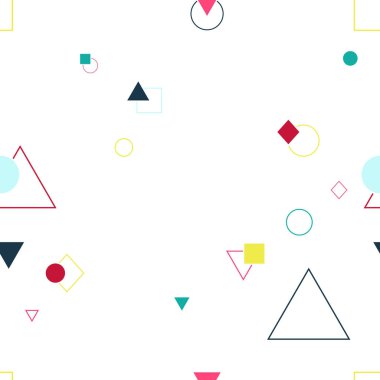 Memphis tarzı soyut seamless modeli. Renkli geometrik d