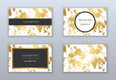 Beyaz, siyah ve altın kartvizit şablonları kümesi. Modern ab