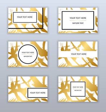 Beyaz, siyah ve altın kartvizit şablonları kümesi. Modern ab