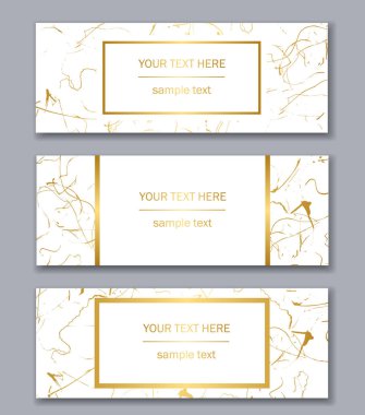 Beyaz, siyah ve altın kümesi şablonları afiş. Modern soyut 