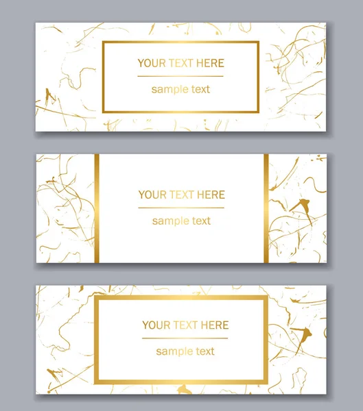 Beyaz, siyah ve altın kümesi şablonları afiş. Modern soyut 