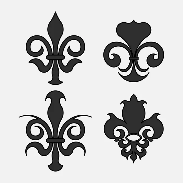 Fleur-de-lis, o símbolo heráldico de símbolos de lírio reais de desenho — Vetor de Stock