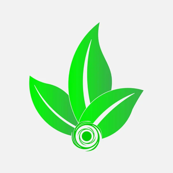 Icono verde hojas emblema ecología, salvar el planeta — Vector de stock
