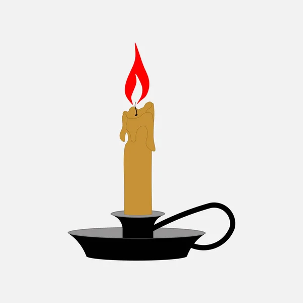 Vela icono en un candelero, iluminación del hogar — Vector de stock