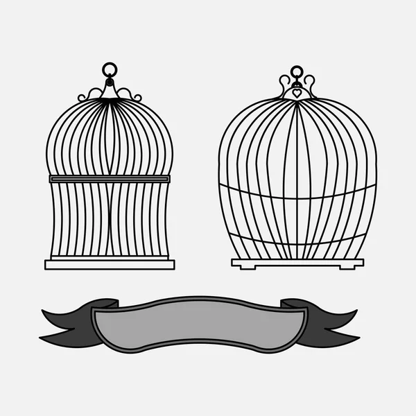 Cages pour oiseaux, vieilles cellules — Image vectorielle