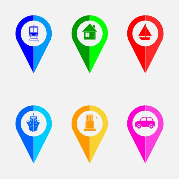 Set of colorful map icons — Stock Vector