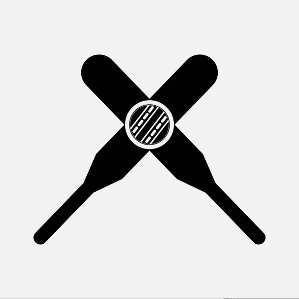 Icone croisée raquettes de cricket — Image vectorielle
