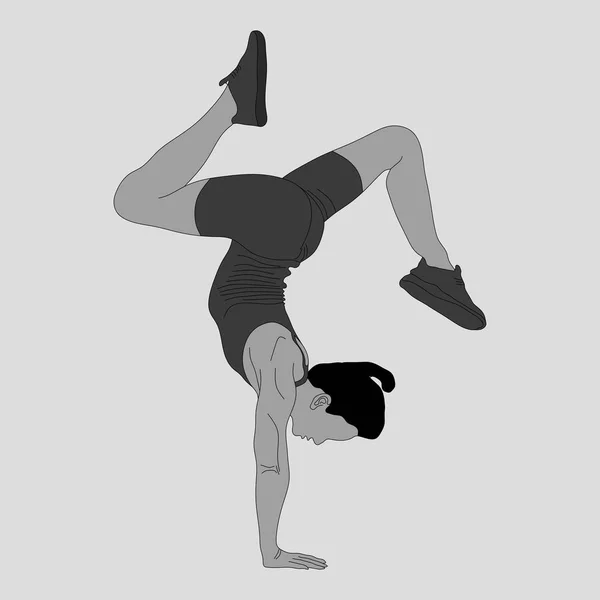 Silhouette de fille, gymnastique, sport — Image vectorielle