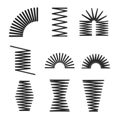 set of metal springs, spiral, flexible wire clipart