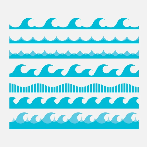 Dizi vektör simgeler, mavi dalgalar, su dalgaları — Stok Vektör