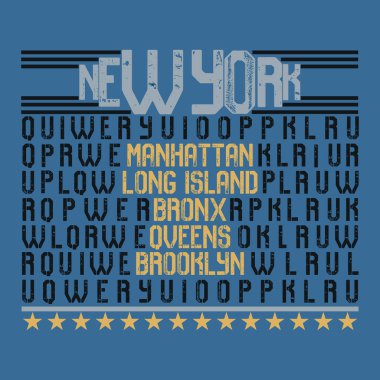 New York tipografi, t-shirt Ny, tasarım grafik