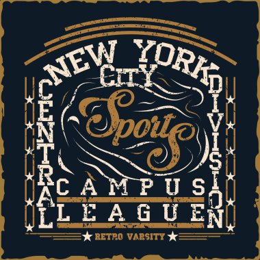 New York tipografi, t-shirt kampüs Ligi, tasarım grafik
