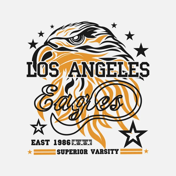 Logo de cabeza de águila para camiseta, tipografía de ropa deportiva — Archivo Imágenes Vectoriales