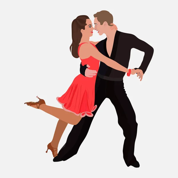 社交スポーツ ダンス、サンバ、ダンス スタジオのダンスを踊るカップル — ストックベクタ