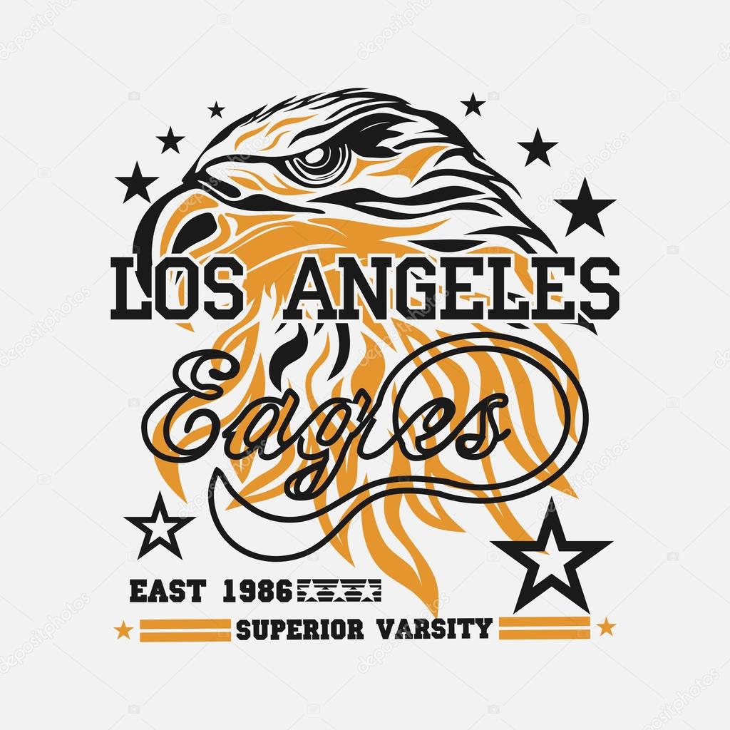 Eagle head logo for t-shirt, sport wear typography, fashion typography, sporty design the logo, graphic print image