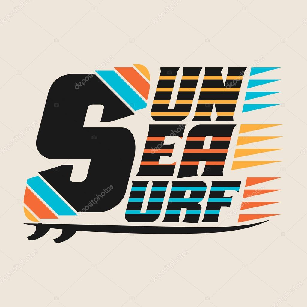 T-shirts Surfing Miami Beach, Florida surfing, T-shirt inscription typography, graphic design, emblem