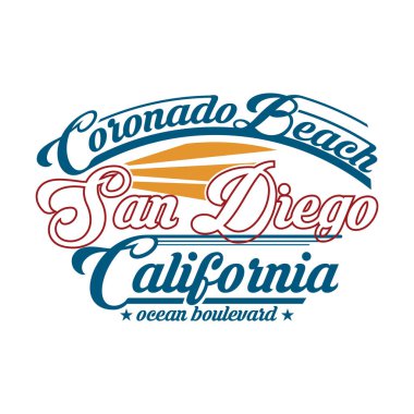 San Diego, Kaliforniya'da sörf t-shirt. Retro tasarımı