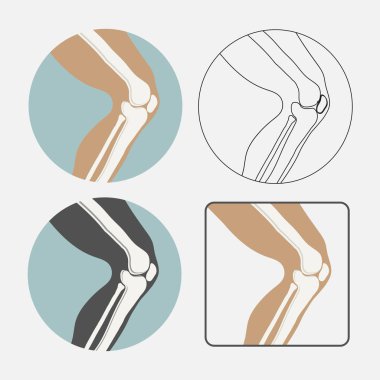 Human knee joint icon set, logo for orthopedic clinic, flat styl clipart