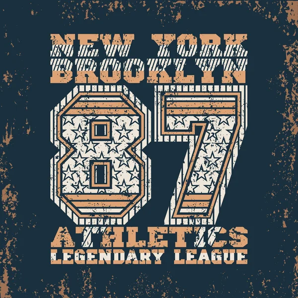 T-shirt New York, moda tipografi, spor amblem tasarımı — Stok Vektör