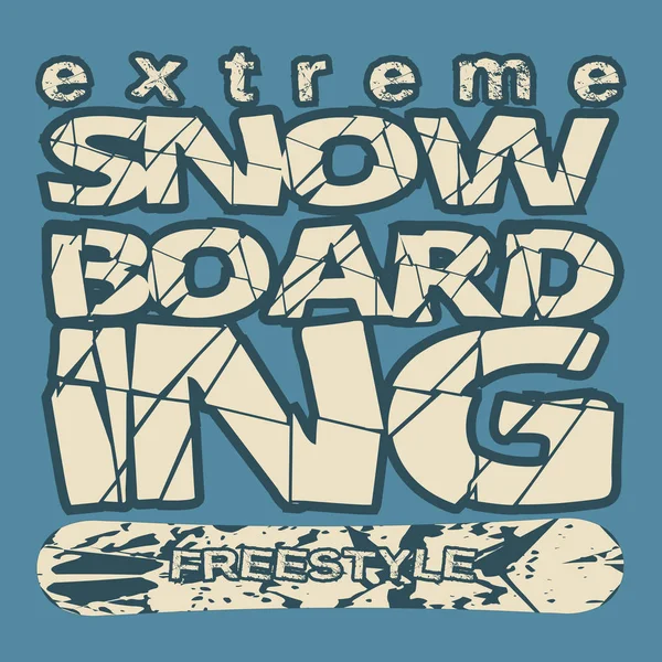 Tričko snowboarding, extrémní sporty, atletika typografie — Stockový vektor